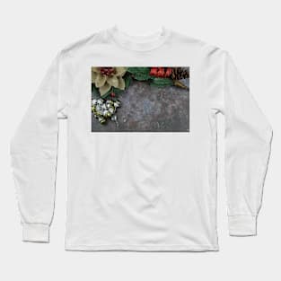 Christmas decorations on a grunge background with copy space. Long Sleeve T-Shirt